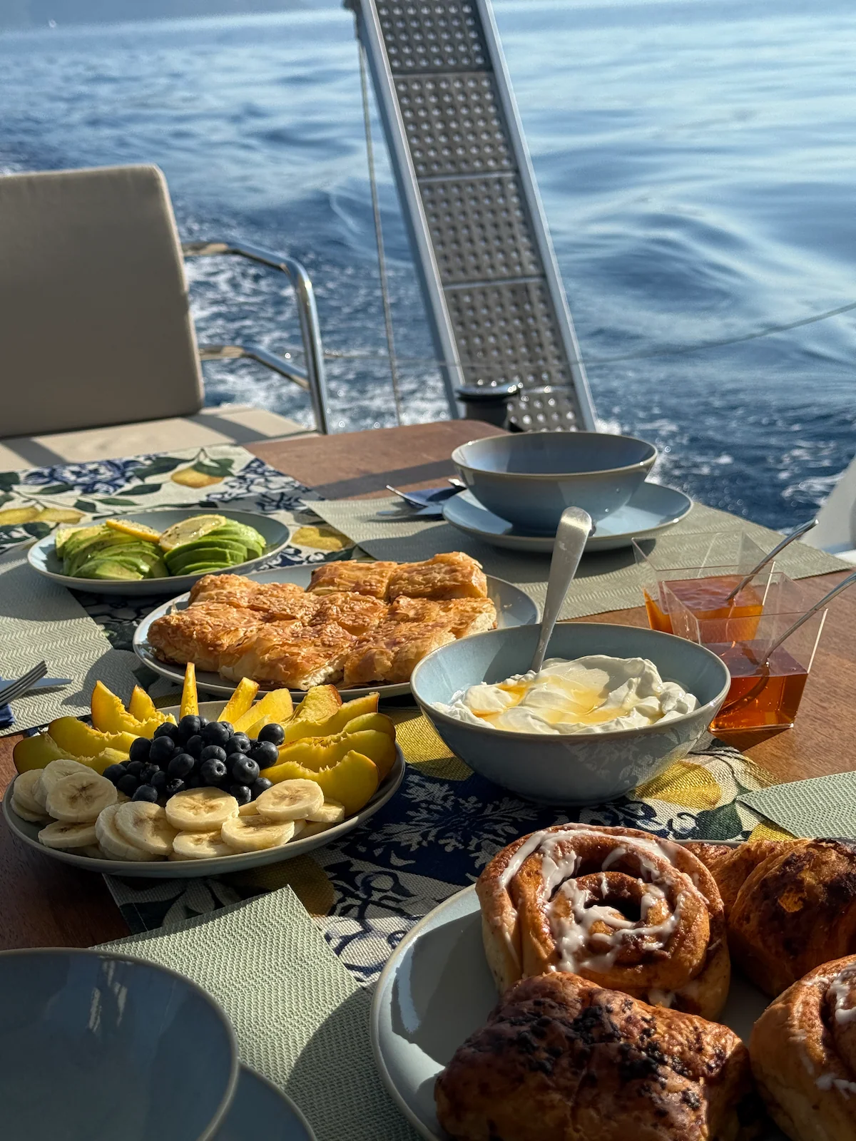 Breakfast on the catamaran